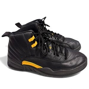 Air Jordan 12 Reto “Black Taxi” Jump Men's Black and Yellow Sneakers Size 7